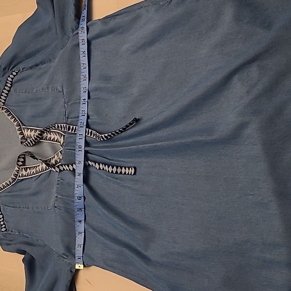 LIKE NEW Y2K Kenneth Cole Reaction Denim Look with Western Trim Mini Dress/Tunic - Picture 4 of 13